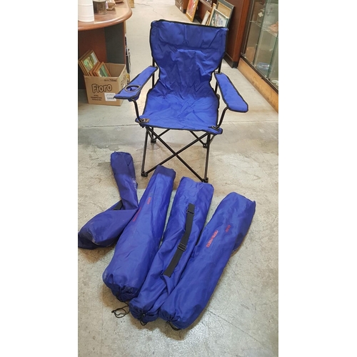 576 - Set of 4 x Blue Colour Folding Camping / Beach Chairs with Carry Cases, (4)