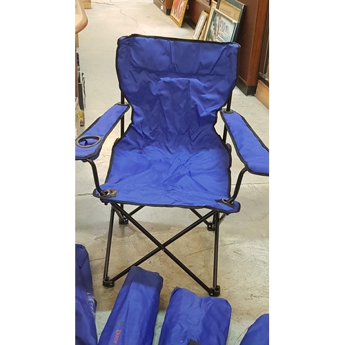 576 - Set of 4 x Blue Colour Folding Camping / Beach Chairs with Carry Cases, (4)