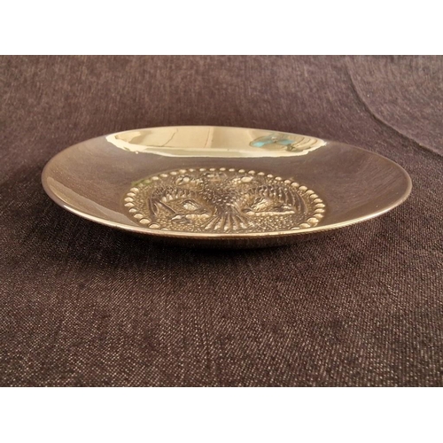 38 - Silver Dish with Embossed Double Headed Eagle, .830 Silver, (Approx. Ø: 12.5cm, 49g)