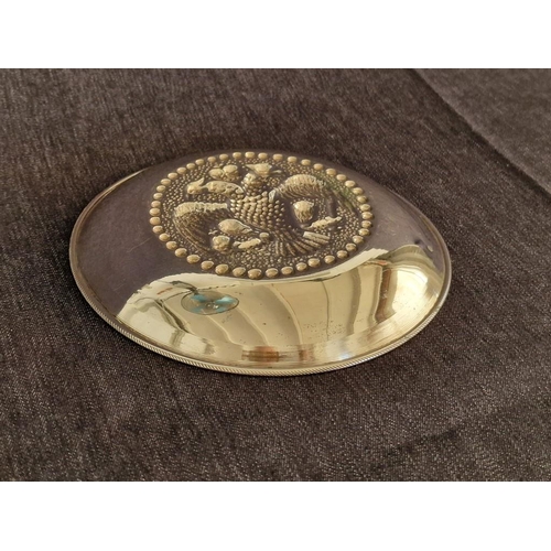 38 - Silver Dish with Embossed Double Headed Eagle, .830 Silver, (Approx. Ø: 12.5cm, 49g)