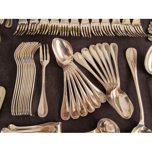 62 - Huge Collection of Christofle 'Malmaison' Pattern Silver Plated Flatware / Cutlery; 12-Place Setting... 