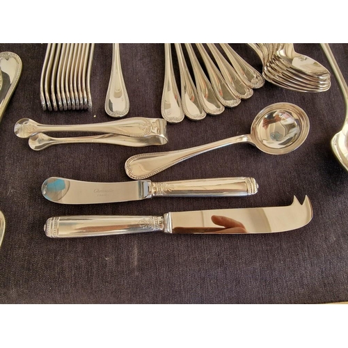 62 - Huge Collection of Christofle 'Malmaison' Pattern Silver Plated Flatware / Cutlery; 12-Place Setting... 