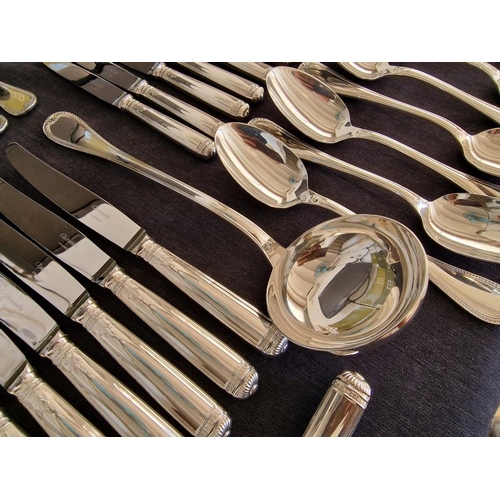 62 - Huge Collection of Christofle 'Malmaison' Pattern Silver Plated Flatware / Cutlery; 12-Place Setting... 