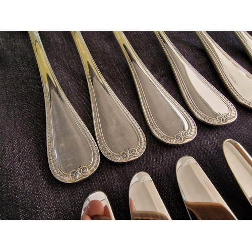 62 - Huge Collection of Christofle 'Malmaison' Pattern Silver Plated Flatware / Cutlery; 12-Place Setting... 