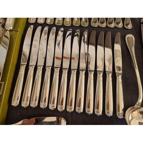 62 - Huge Collection of Christofle 'Malmaison' Pattern Silver Plated Flatware / Cutlery; 12-Place Setting... 