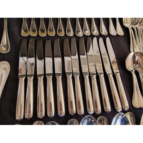 62 - Huge Collection of Christofle 'Malmaison' Pattern Silver Plated Flatware / Cutlery; 12-Place Setting... 