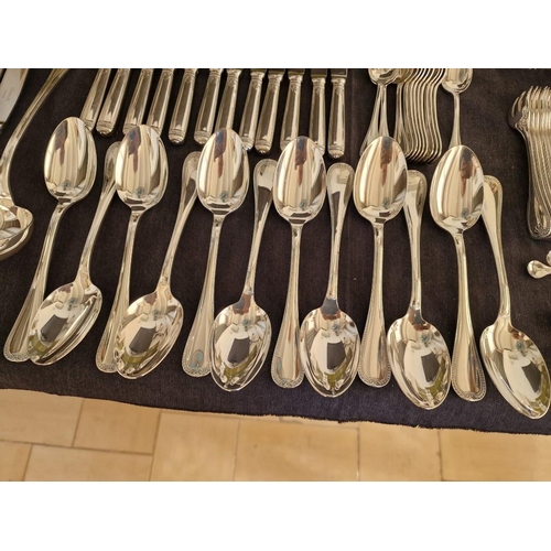 62 - Huge Collection of Christofle 'Malmaison' Pattern Silver Plated Flatware / Cutlery; 12-Place Setting... 