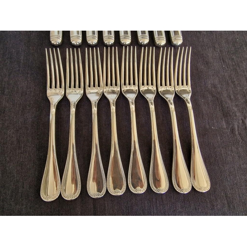 63 - Christofle 'Malmaison' Pattern Silver Plated Flatware / Cutlery; Set of 8 x Dinner Knives and 8 x Di... 