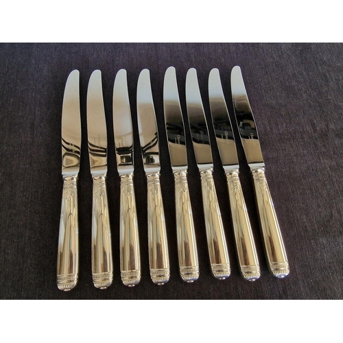 63 - Christofle 'Malmaison' Pattern Silver Plated Flatware / Cutlery; Set of 8 x Dinner Knives and 8 x Di... 