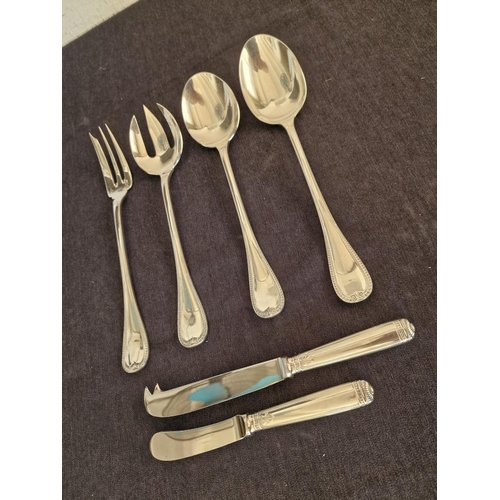 64 - Christofle 'Malmaison' Pattern Silver Plated Flatware / Serving Cutlery; 4-Piece Salad Set, Cheese K... 