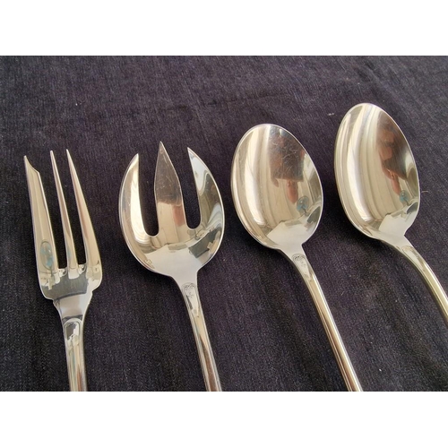 64 - Christofle 'Malmaison' Pattern Silver Plated Flatware / Serving Cutlery; 4-Piece Salad Set, Cheese K... 