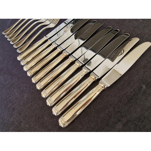 65 - Christofle 'Malmaison' Pattern Silver Plated Flatware / Cutlery; Set of 6 x Lunch Forks and 10 x Lun... 