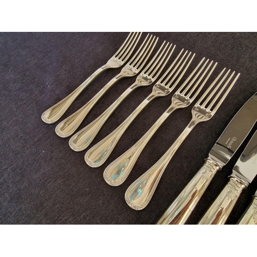 65 - Christofle 'Malmaison' Pattern Silver Plated Flatware / Cutlery; Set of 6 x Lunch Forks and 10 x Lun... 