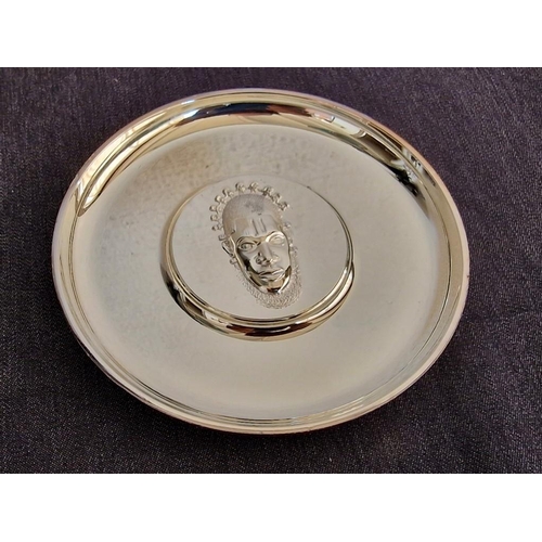 69 - Christofle Silver Plated Dish / Small Plate with Mask of Benin, in Original Box, Made in France, (Ap... 