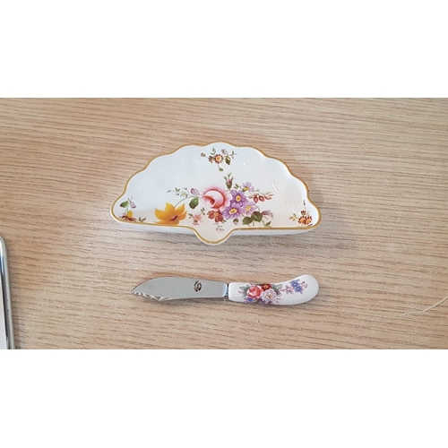 10A - Royal Crown Derby 'Derby Posies' Porcelain Butter Dish, (Approx. 12.5 x 7.5cm), Together with Matchi... 