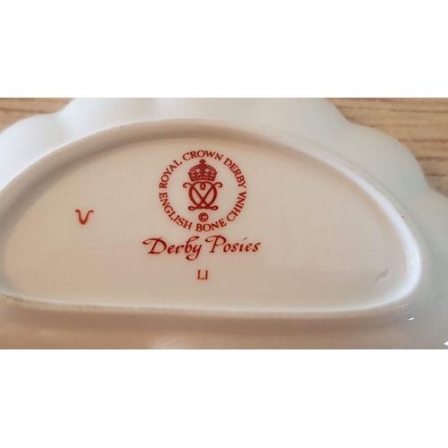 10A - Royal Crown Derby 'Derby Posies' Porcelain Butter Dish, (Approx. 12.5 x 7.5cm), Together with Matchi... 