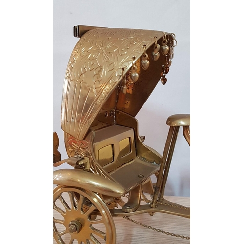 2 - Solid Brass Indian Rickshaw Bicycle (Pedicab / Tricycle), (Approx. 21 x 17 x 9cm Overall)