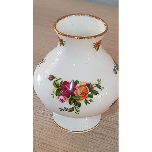 3A - Royal Albert 'Old Country Roses' Porcelain Vase (11.5cm), Urn with Lid (11cm) and Photo Frame (14 x ... 