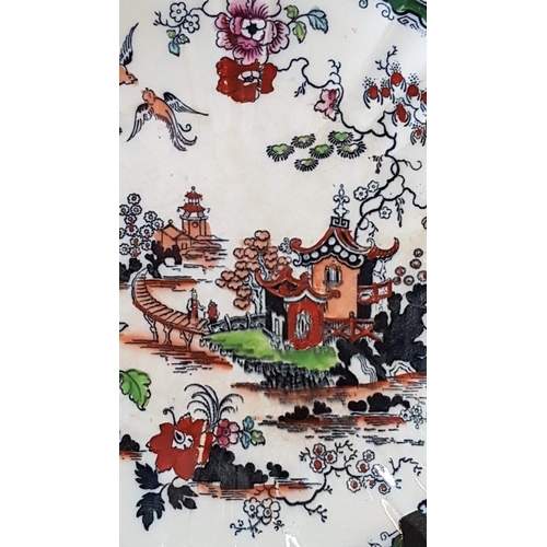 555 - Antique Mason's Ironstone Porcelain Plate, Hand Painted with Oriental Pattern, (Approx. Ø: 23cm), wi... 
