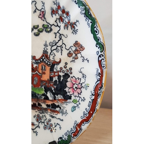 555 - Antique Mason's Ironstone Porcelain Plate, Hand Painted with Oriental Pattern, (Approx. Ø: 23cm), wi... 
