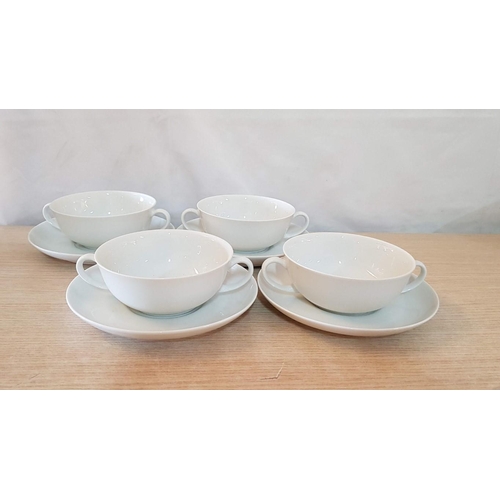 556 - 4 x 'Arzberg' Soup Bowls with Saucers, White German Porcelain, (4 + 4)