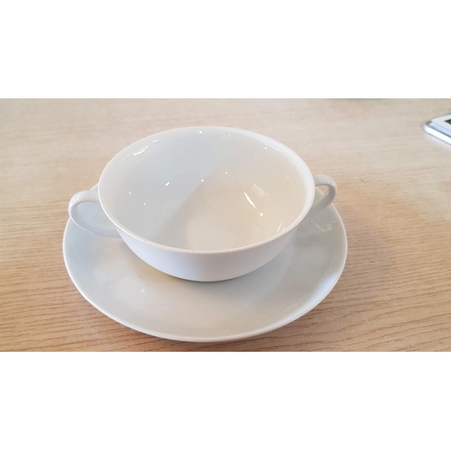 556 - 4 x 'Arzberg' Soup Bowls with Saucers, White German Porcelain, (4 + 4)