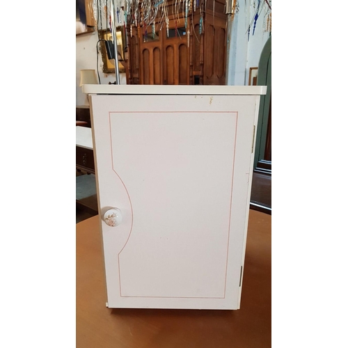 564 - White Finished Bedside Unit with Floral & Pink Decoration, (Approx. 33 x 32 x 49cm)