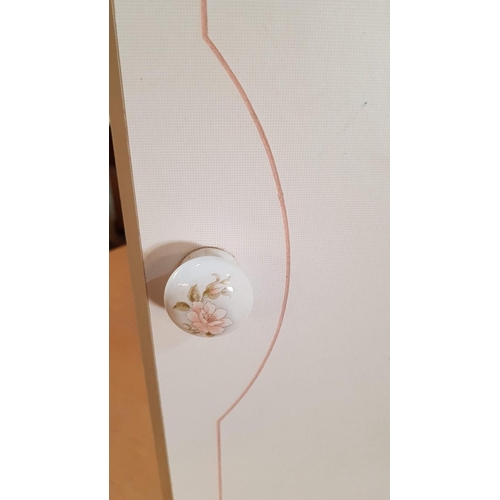 564 - White Finished Bedside Unit with Floral & Pink Decoration, (Approx. 33 x 32 x 49cm)