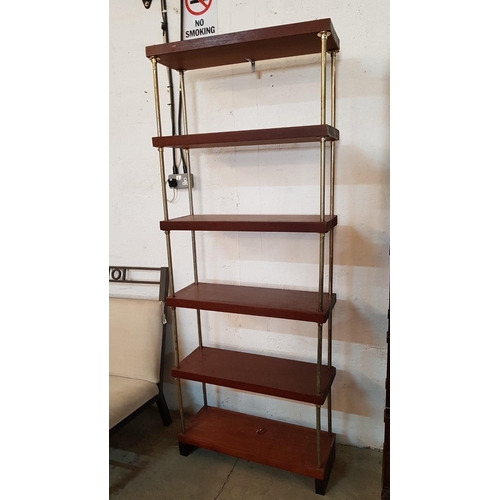 568 - Retro Mahogany and Brass Book Case / Display Unit, (Approx. 81 x 30 x 209cm)