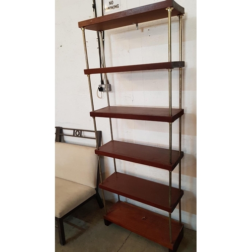 568 - Retro Mahogany and Brass Book Case / Display Unit, (Approx. 81 x 30 x 209cm)