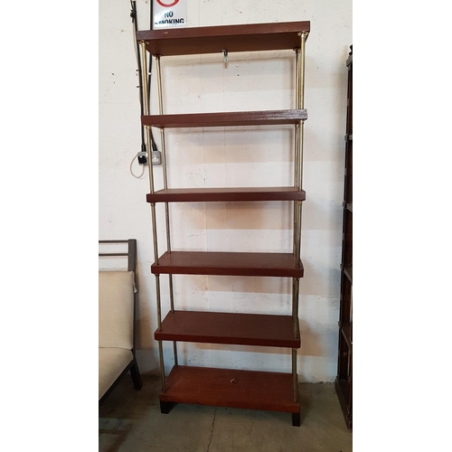 568 - Retro Mahogany and Brass Book Case / Display Unit, (Approx. 81 x 30 x 209cm)