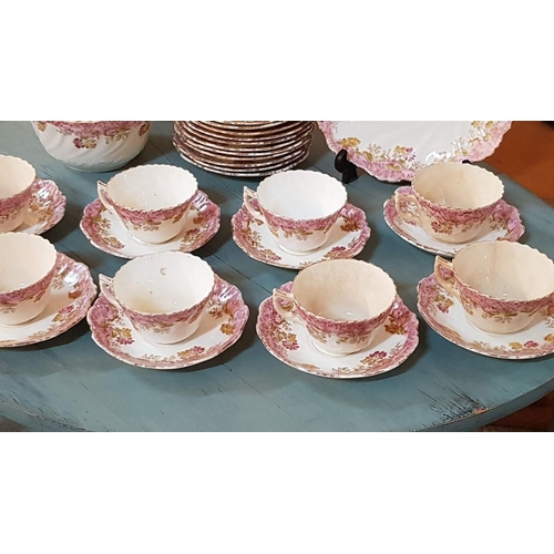 570 - Antique Porcelain Tea / Coffee Set with Floral Pattern; 2 x Cake / Sandwich Plates, Large Sweet / Fr... 