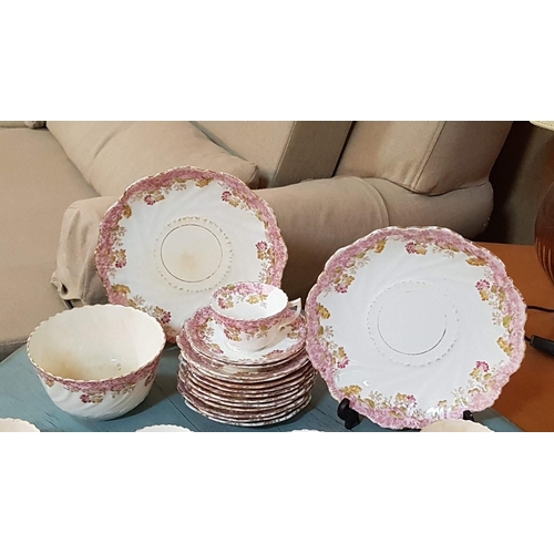 570 - Antique Porcelain Tea / Coffee Set with Floral Pattern; 2 x Cake / Sandwich Plates, Large Sweet / Fr... 