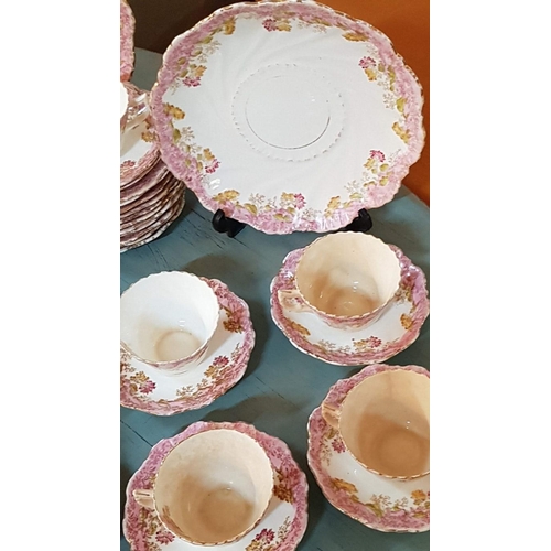 570 - Antique Porcelain Tea / Coffee Set with Floral Pattern; 2 x Cake / Sandwich Plates, Large Sweet / Fr... 