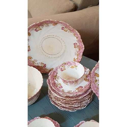 570 - Antique Porcelain Tea / Coffee Set with Floral Pattern; 2 x Cake / Sandwich Plates, Large Sweet / Fr... 