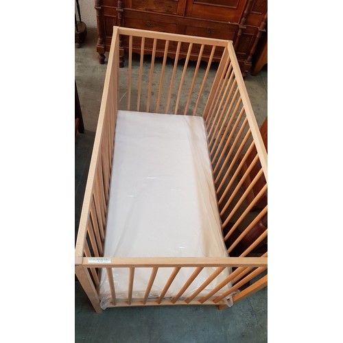 80A - Wooden Babies Cot with Mattress