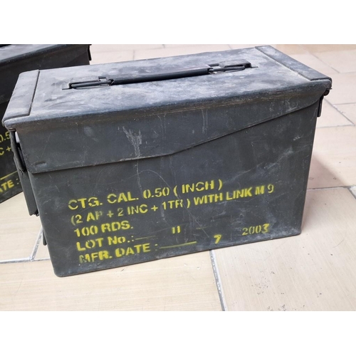 95 - 2 x Metal Ammunition Boxes with Hinged Lids, (Approx. 30 x 15 x 19cm), (2)