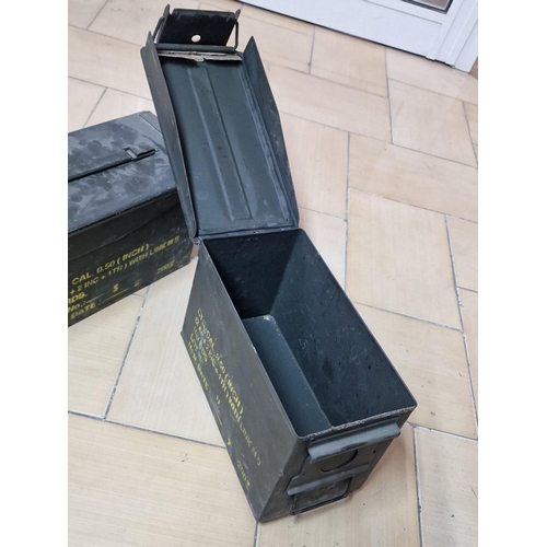 95 - 2 x Metal Ammunition Boxes with Hinged Lids, (Approx. 30 x 15 x 19cm), (2)