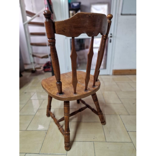 96 - Solid Pine Wood Farmhouse Style Dining Chair with Turned Legs & Spacers