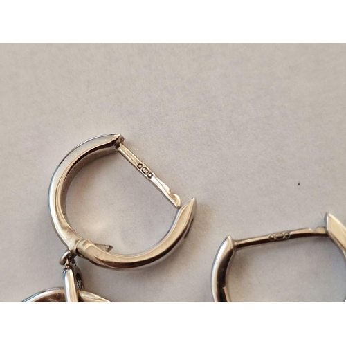 167 - Pair of Clogau Ripples Double Drop Hoop Earrings, Sterling Silver (.925) with 9ct Welsh Gold and 3 x... 