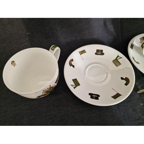 2 - 2 x Harrods Fine Bone China Large Cappuccino Cups & Saucers, Made in England, (2)