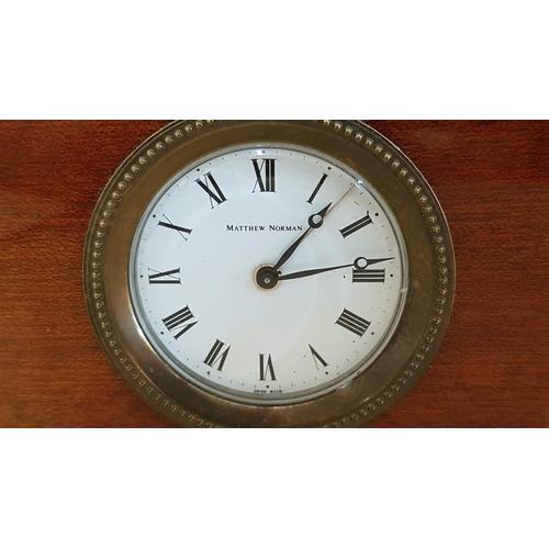 17 - Vintage Swiss made mechanical wooden cased alarm/desk clock by Matthew Norman – working when listed,... 