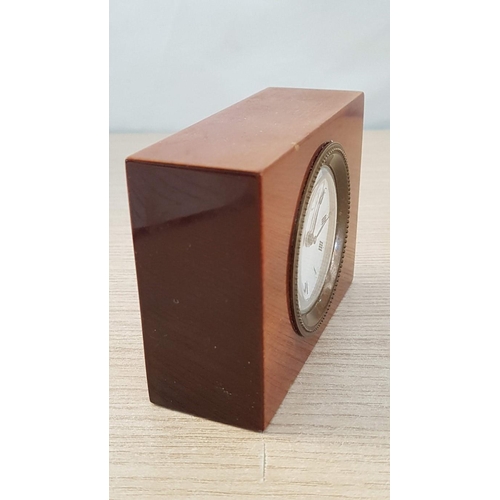 17 - Vintage Swiss made mechanical wooden cased alarm/desk clock by Matthew Norman – working when listed,... 