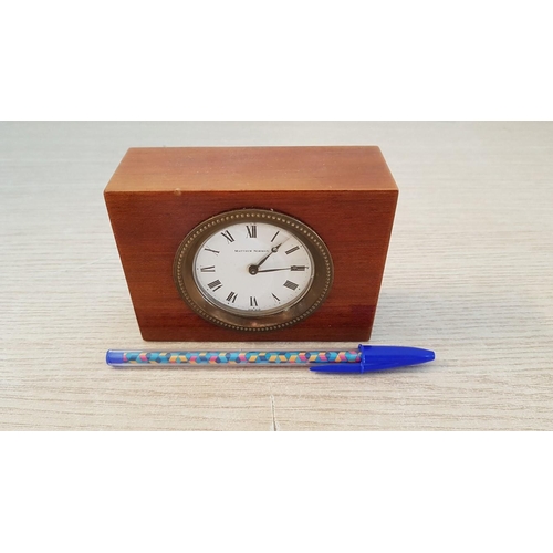 17 - Vintage Swiss made mechanical wooden cased alarm/desk clock by Matthew Norman – working when listed,... 