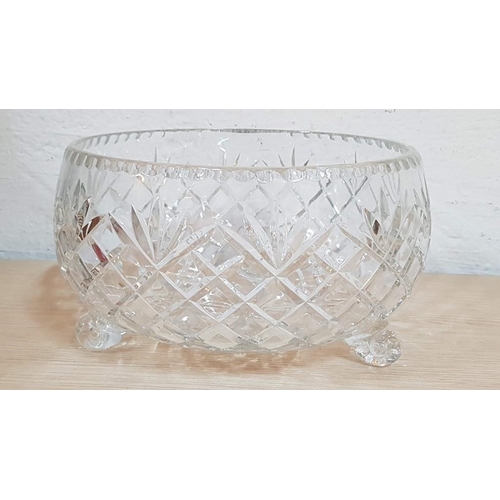 182 - Huge Cut Crystal Footed Fruit Bowl (27.5 x 15.2cm)