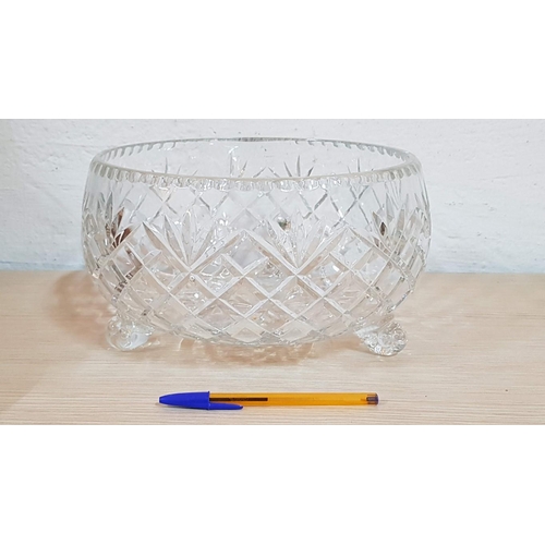 182 - Huge Cut Crystal Footed Fruit Bowl (27.5 x 15.2cm)