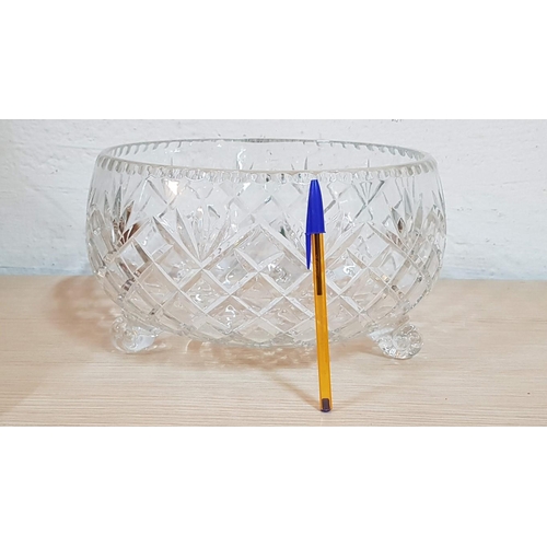 182 - Huge Cut Crystal Footed Fruit Bowl (27.5 x 15.2cm)