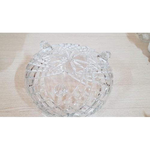 182 - Huge Cut Crystal Footed Fruit Bowl (27.5 x 15.2cm)