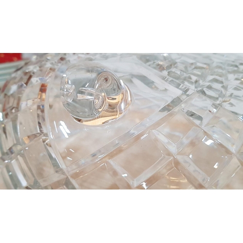 182 - Huge Cut Crystal Footed Fruit Bowl (27.5 x 15.2cm)