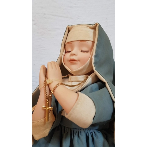 183 - Kneeling Nun Porcelain Doll Figurine in Prayer (30cm H)